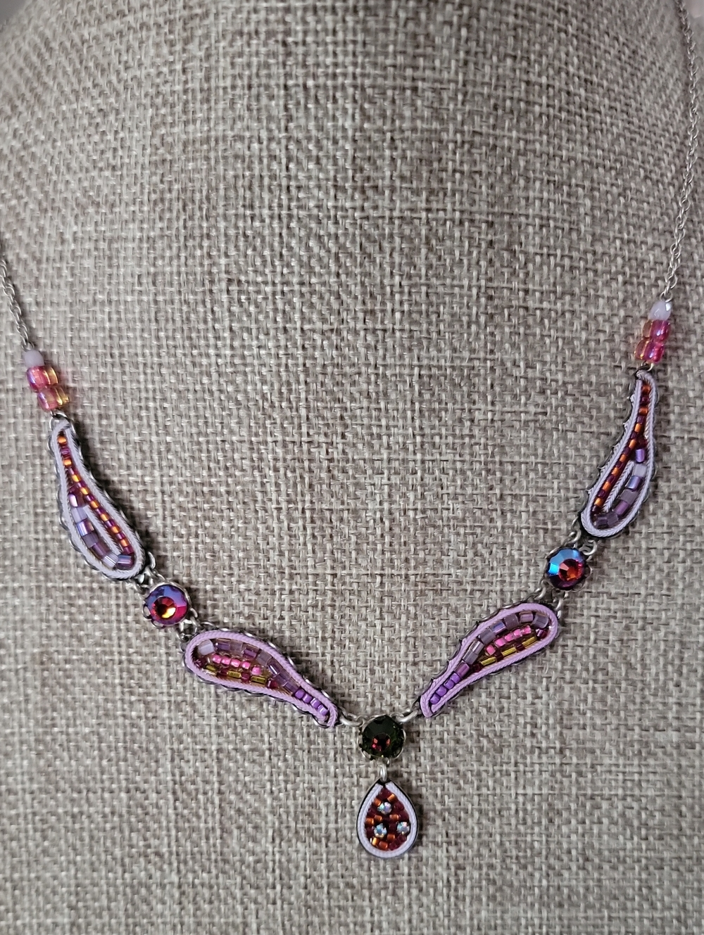 Ayala Bar Handcrafted Pink And Crystal Beaded Necklace